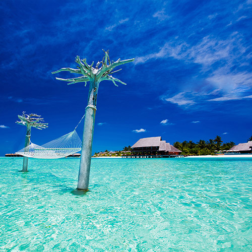 Hammock over water at Anantara Dhigu Resort