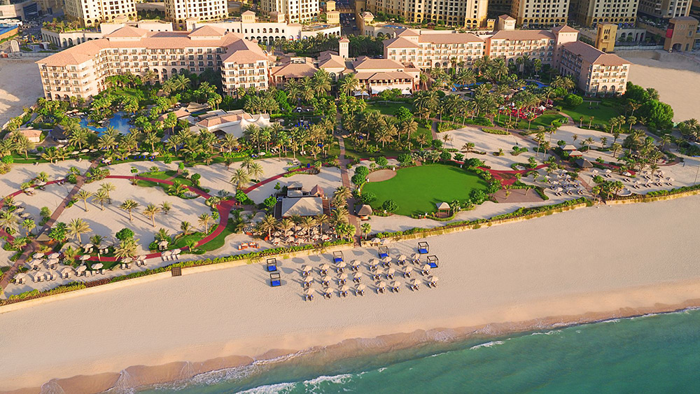 Aerial view of the beach at Ritz-Carlton Dubai