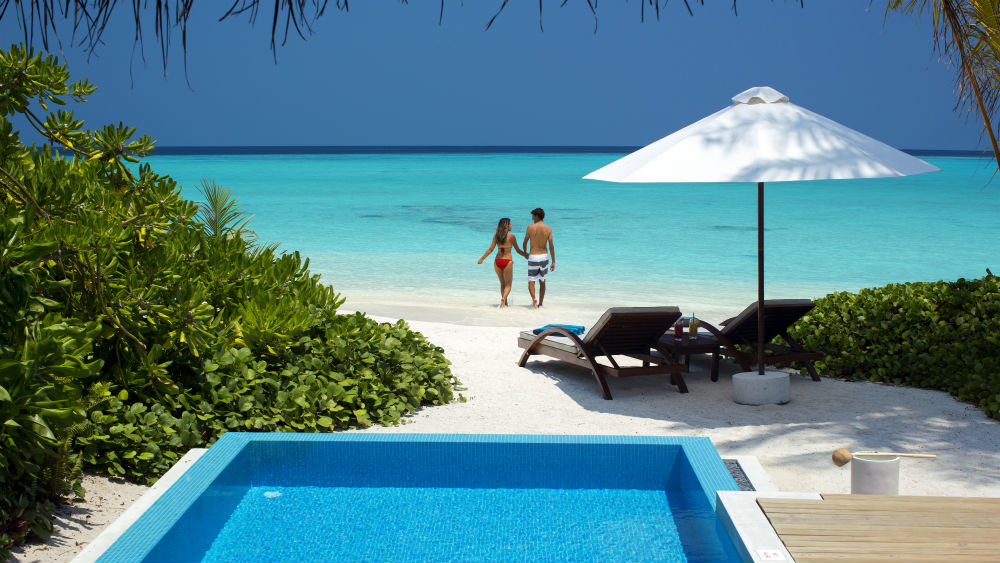 Beach Villa with Pool Lagoon view Velassaru Maldives