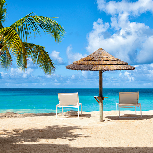 Sun Loungers on the beach at Galley Bay Resort & Spa Antigua