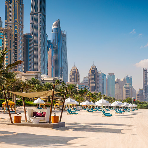 Beach cabanas at Arabian Court at One&Only Royal Mirage