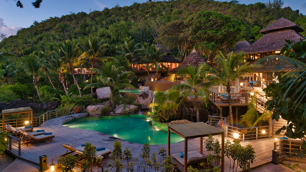 main pool with lounges Constance Lemuria Seychelles