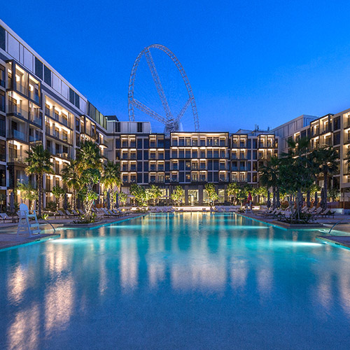 Pool at night at Caesars Resort Bluewaters