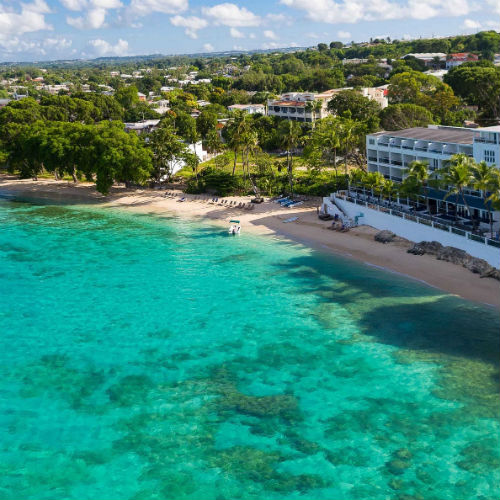 Aerial shot of the Waves Hotel & Spa by Elegant Hotels