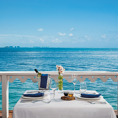 Ocean view dining at Zoetry Villa Rolandi Isla Mujeres