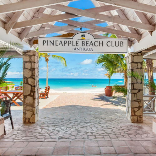 Entrance to the beach at the Pineapple Beach Club, Antigua