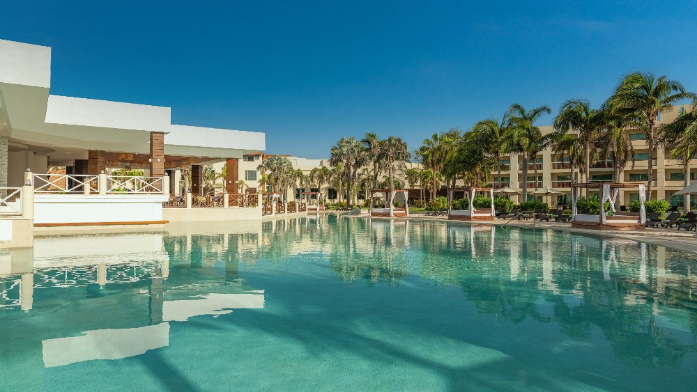 Pool and cabanas at Hyatt Ziva Riviera Cancun