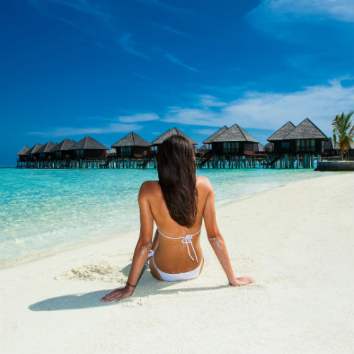 Woman on a Maldives beach