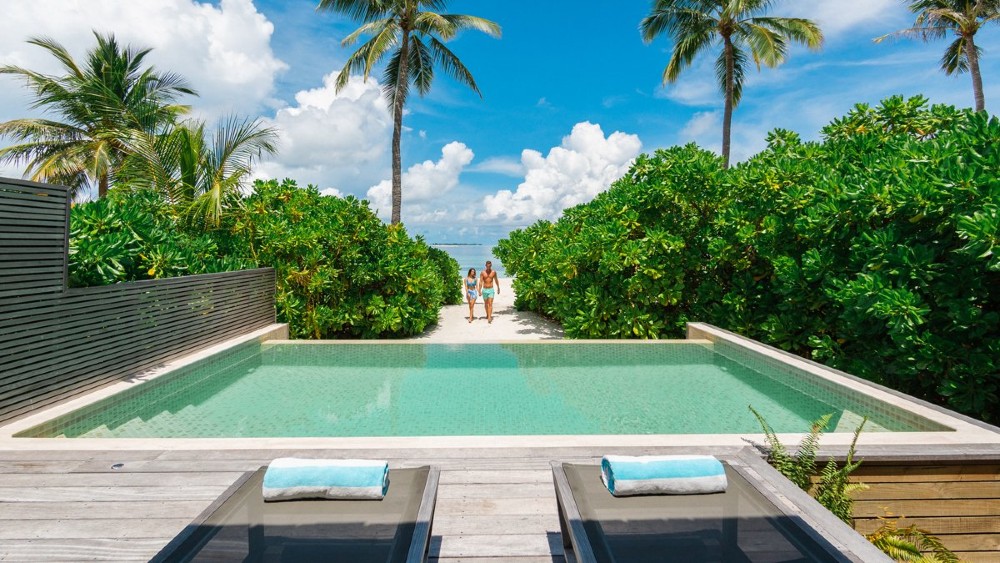 Beach pool villa at Hurawalhi Island Resort