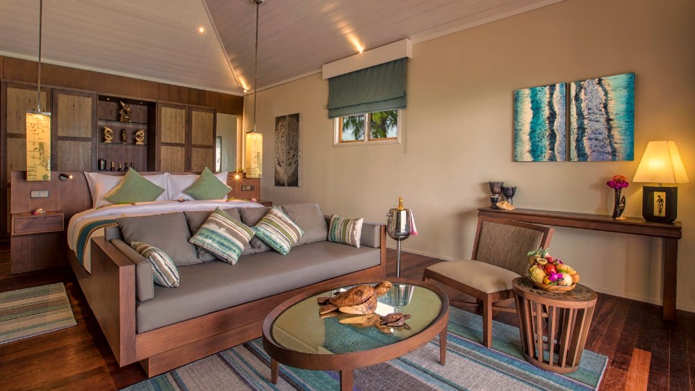 Bedroom of the Beach Villa at Hurawalhi Island Resort